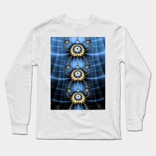 Abstract Blue Flower Chain Long Sleeve T-Shirt